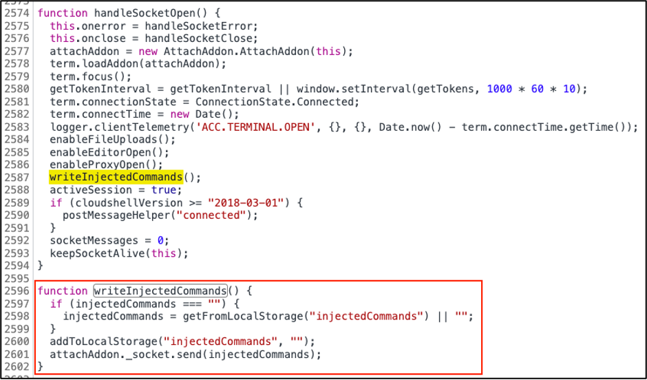 writeInjectedCommands function