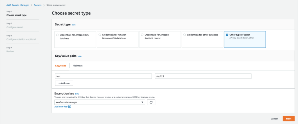 aws/secretsmanager key policy